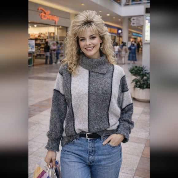 Vintage Elegant Women's Sweater Striped 80s 90s Dolman Sleeve Size S - Picture 16 of 16